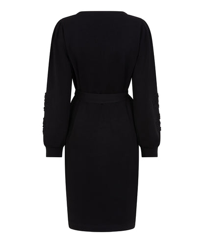 Embroidered Arm Tie Belt Sweater Dress. Style ESQW2505703