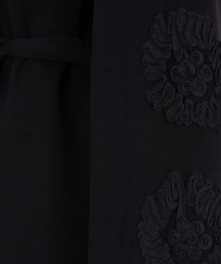 Embroidered Arm Tie Belt Sweater Dress. Style ESQW2505703