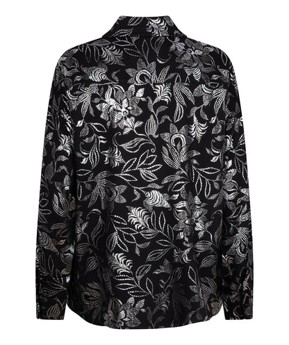 Metallic Floral Button Up Blouse. Style ESQW2510721
