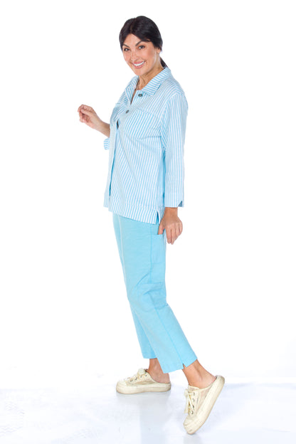 Pull-On Solid Colour Cropped Cargo Capri. Style WP5746