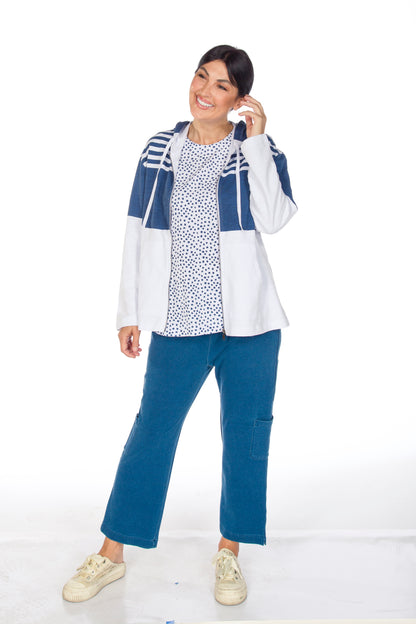 Colour Block & Stripes Zip Front Hoodie. Style WP8027