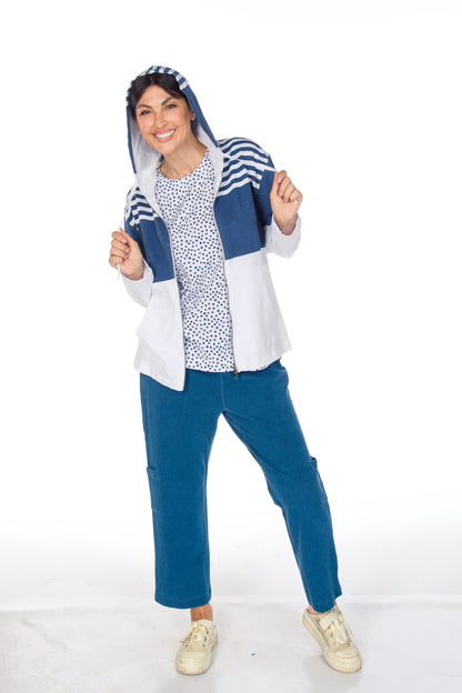 Colour Block & Stripes Zip Front Hoodie. Style WP8027