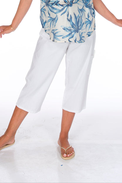 Straight Front & Elastic Back Waistband Pull-On Capri. Style WP521