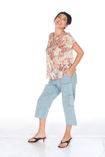 Straight Front & Elastic Back Waistband Pull-On Capri. Style WP521