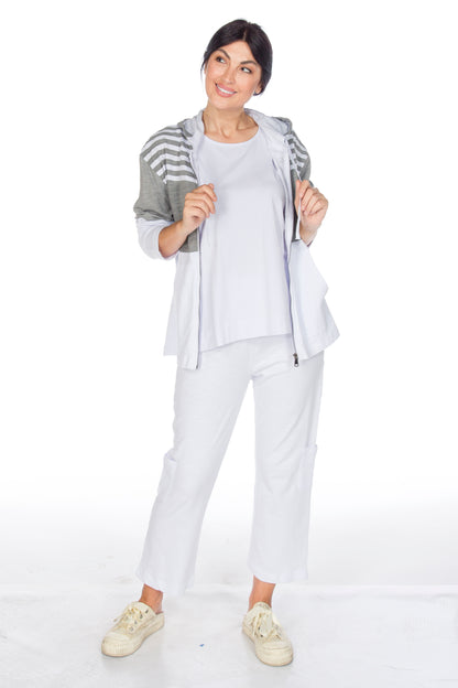 Colour Block & Stripes Zip Front Hoodie. Style WP8027