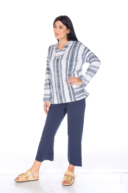 Striped Long Sleeve V-Neck Hoodie. Style WP8204