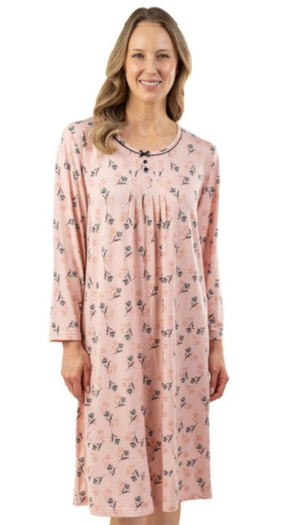 Long Sleeve Floral Night Gown. Style PL123-25