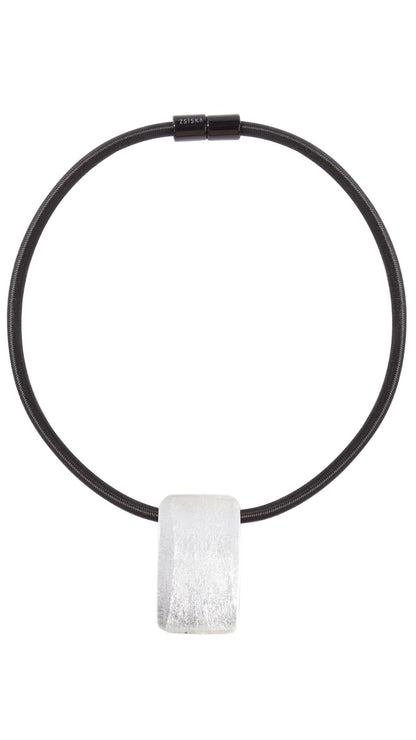 Radiance Collection - Rectangular Silver Bead Necklace. Style 8000152SF01Q01