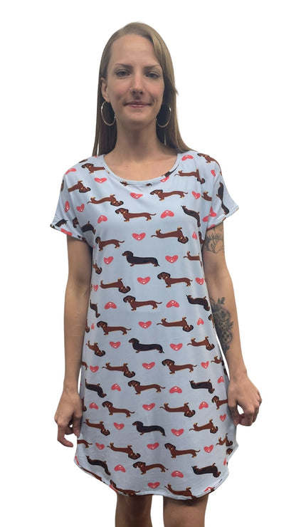 Wiener Dog Print Night Shirt. Style COTYM-NSWDOG