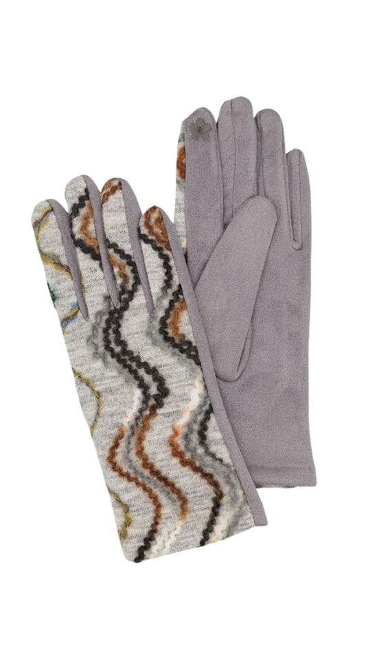 Colourful Print Stretch Gloves. Style CARA9013-GRY-MIX