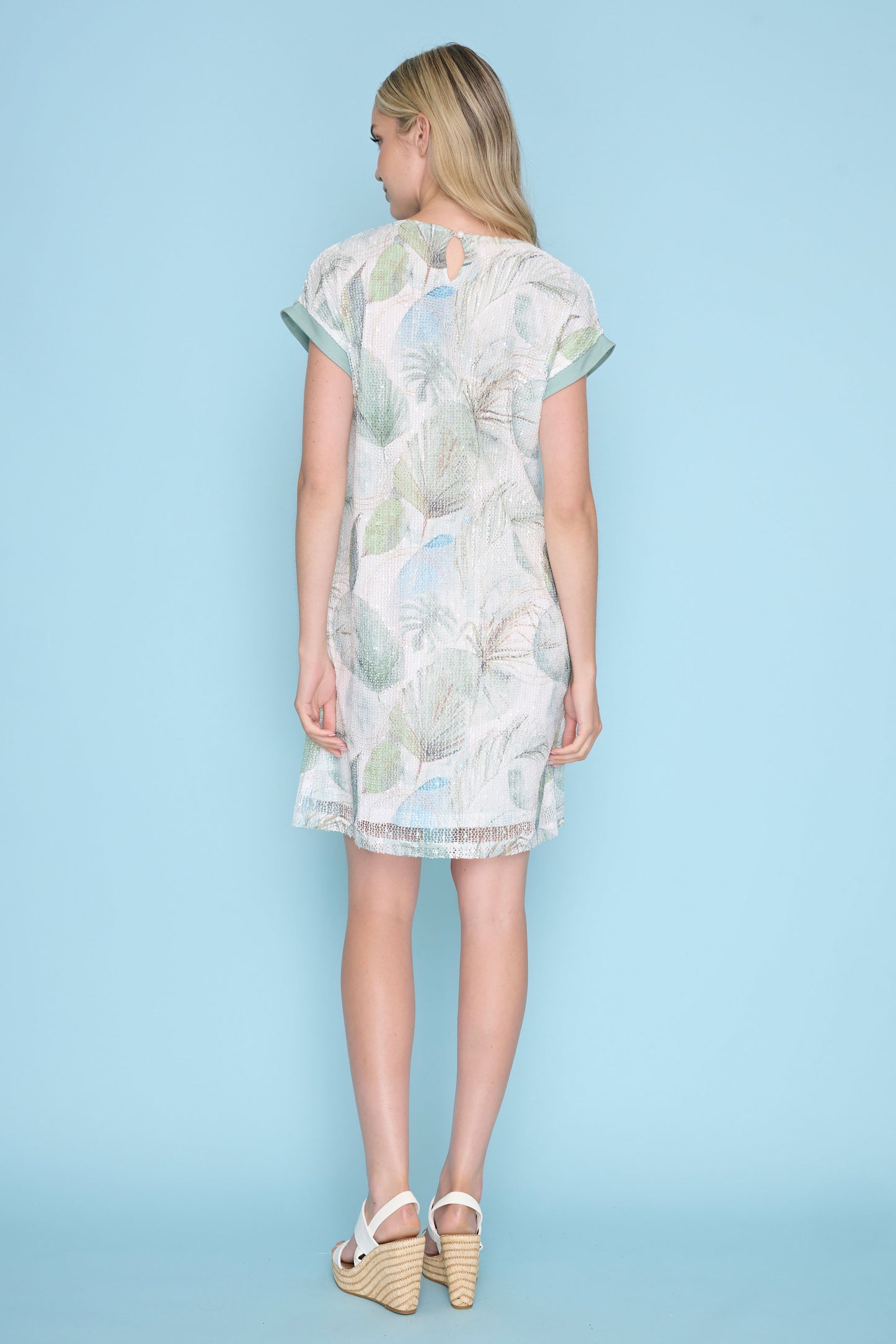 Lace & Mesh Top Layer Cap Sleeve Midi Dress. Style PYZC605DC