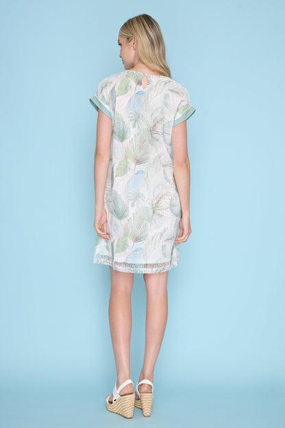 Lace & Mesh Top Layer Cap Sleeve Midi Dress. Style PYZC605DC
