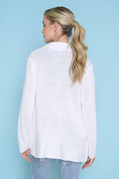 Long Open Front Knit Cardigan. Style PYZE435