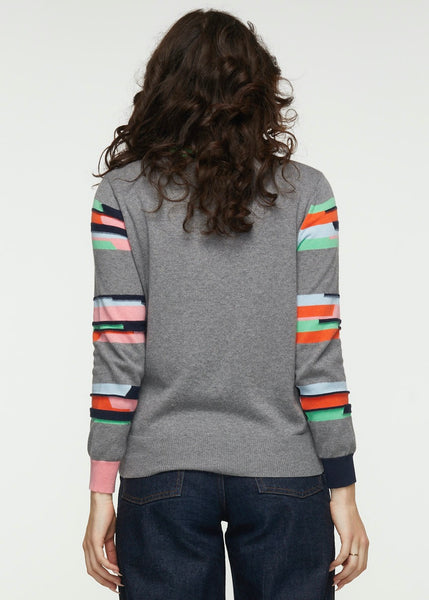 Jacquard Stripe Knit Sweater. Style ZKP5330U