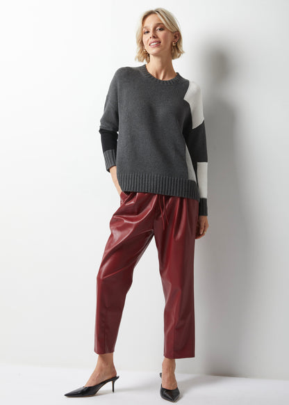 Intarsia Trim Crew Neck Sweater. Style ZKP6324U