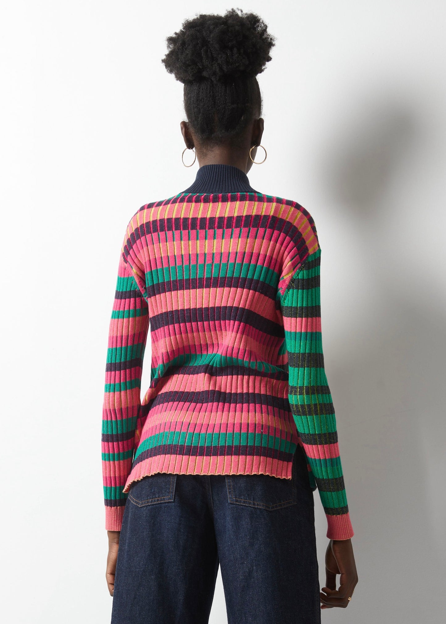 Multi Stripe 1/4 Zip Sweater. Style ZKP6325U