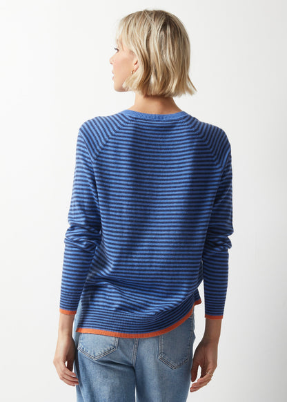 Essential Stripe V-Neck Sweater. Style ZKP6328U