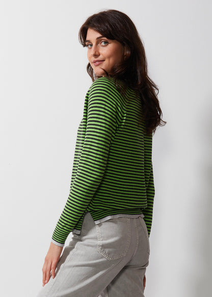 Essential Stripe V-Neck Sweater. Style ZKP6328U