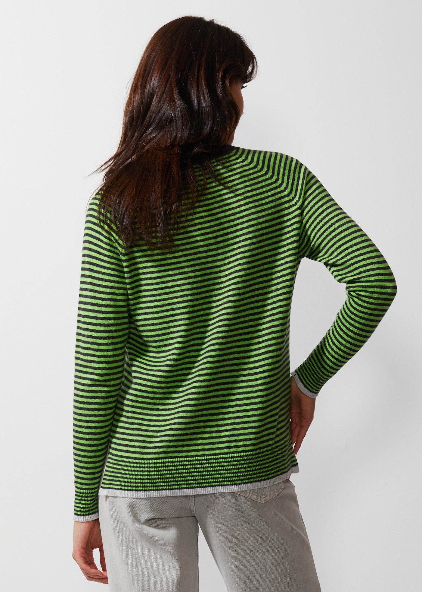 Essential Stripe V-Neck Sweater. Style ZKP6328U