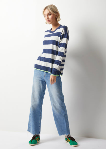 Essential Stripe Crew Sweater. Style ZKP6329U