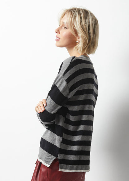 Essential Stripe Crew Sweater. Style ZKP6329U