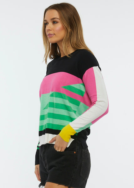 Diagonal Stripe Colour Block Sweater. Style ZKP6433U
