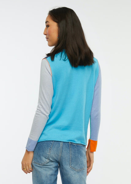 Colour Block Front/Back Blues Sweater. Style ZKP6437U