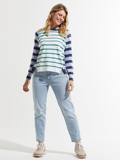 Raglan Sleeve Striped Sweater. Style ZKP7415U