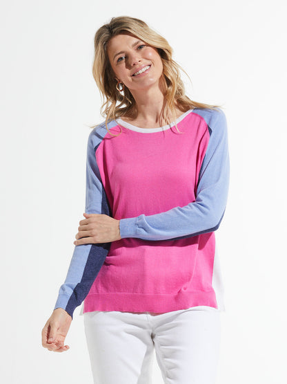 Colourblock Raglan Sleeve Sweater. Style ZKP7416U