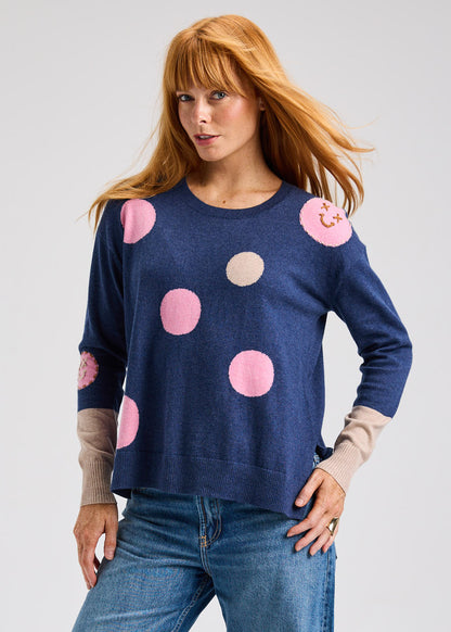 Long Sleeves Smiley Face Knit Sweater. Style ZKP7510U