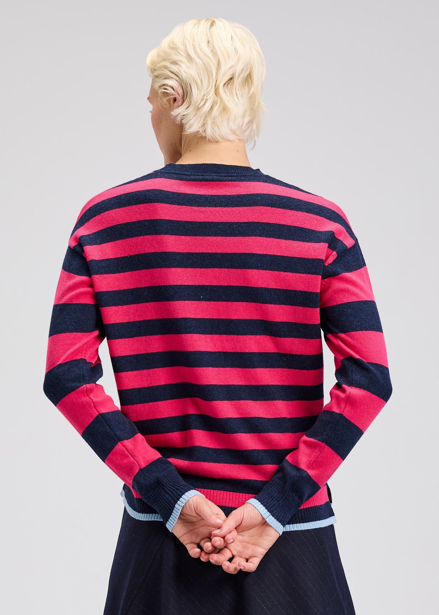 Striped Long Sleeve Knit Sweater. Style ZKP7523U