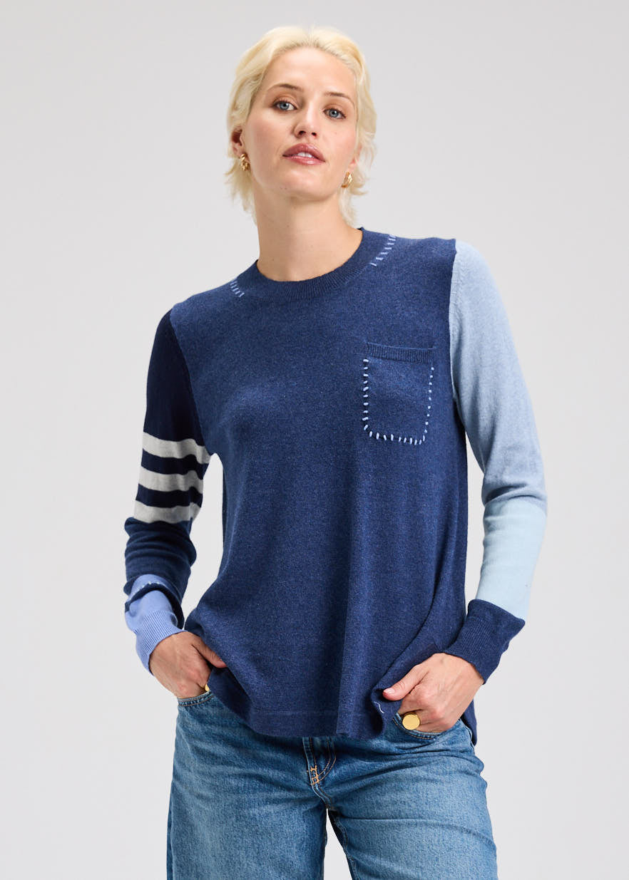 Long Sleeve Crew Neck Knit Sweater. Style ZKP7527U