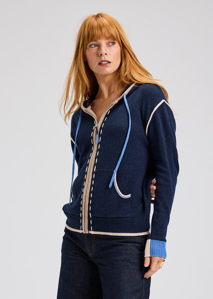 Zip Front Blanket Stitch Hoodie. Style ZKP7536U