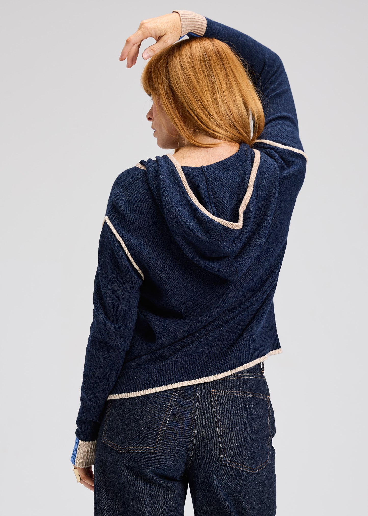 Zip Front Blanket Stitch Hoodie. Style ZKP7536U