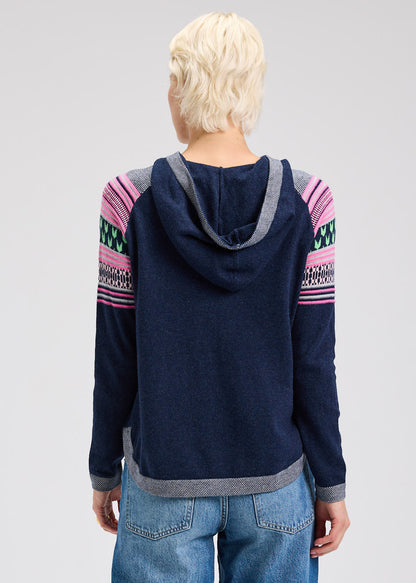 Patterned Soft Knit Pull-Over Hoodie. Style ZKP7542U