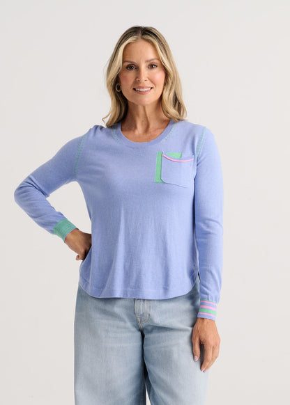 Chest Pocket & Contrast Stitching Sweatshirt. Style ZKP8405U