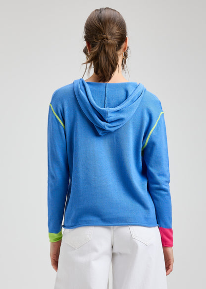 Zip Front Green Details Hoodie. Style ZKP8412U