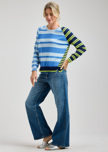 Multi Stripes Round Neck Sweatshirt. Style ZKP8413U