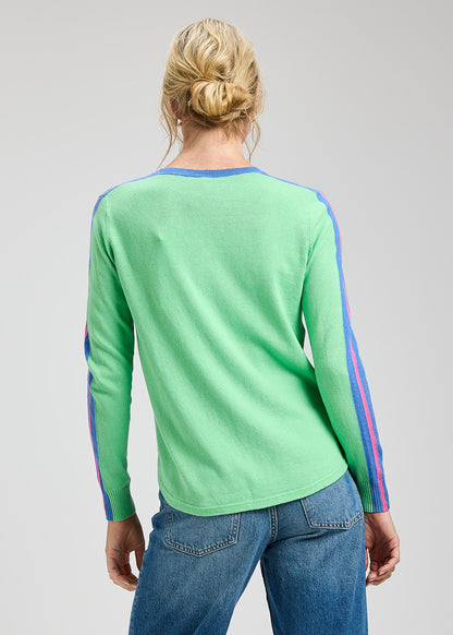 Colour Block Stripe Detail Sleeves Sweatshirt. Style ZKP8426U