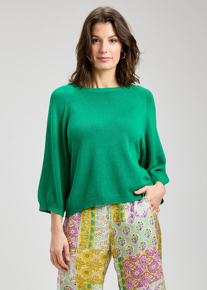 Solid Colour 3/4 Balloon Sleeve Sweater. Style ZKP8427U