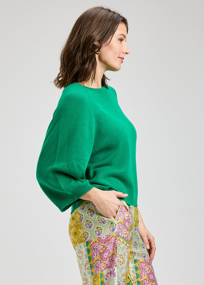 Solid Colour 3/4 Balloon Sleeve Sweater. Style ZKP8427U