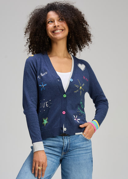 "Good Vibes" V-Neck Button Front Cardigan. Style ZKP8435U