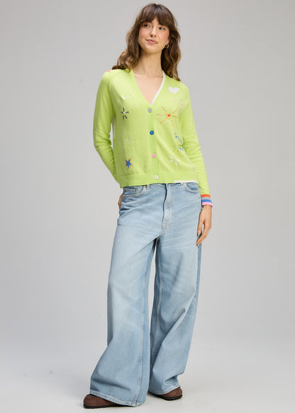 "Good Vibes" V-Neck Button Front Cardigan. Style ZKP8435U