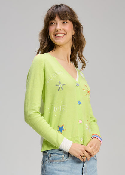"Good Vibes" V-Neck Button Front Cardigan. Style ZKP8435U