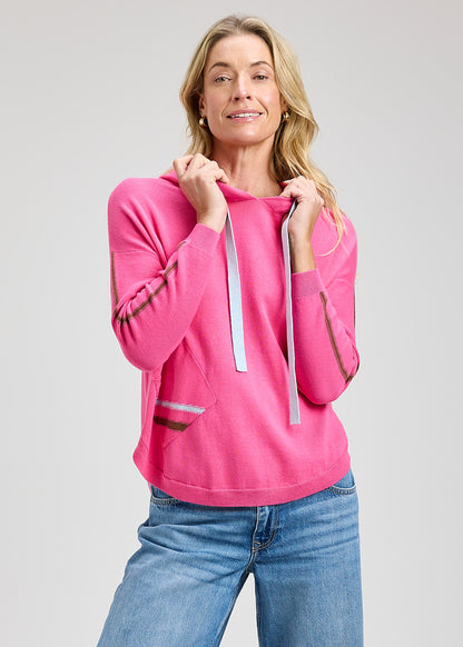 Drop Shoulder Drawstring Pocket Detail Hoodie. Style ZKP8441U