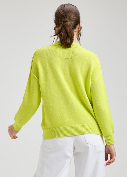 Thick Knit Mock Neck Long Sleeve Cardigan. Style ZKP8443U