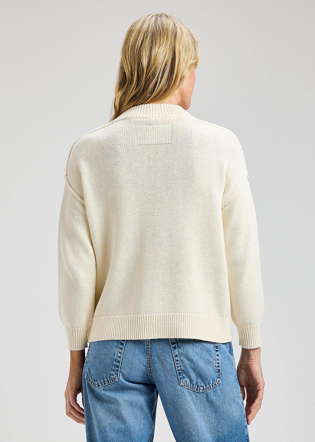 Thick Knit Mock Neck Long Sleeve Cardigan. Style ZKP8443U