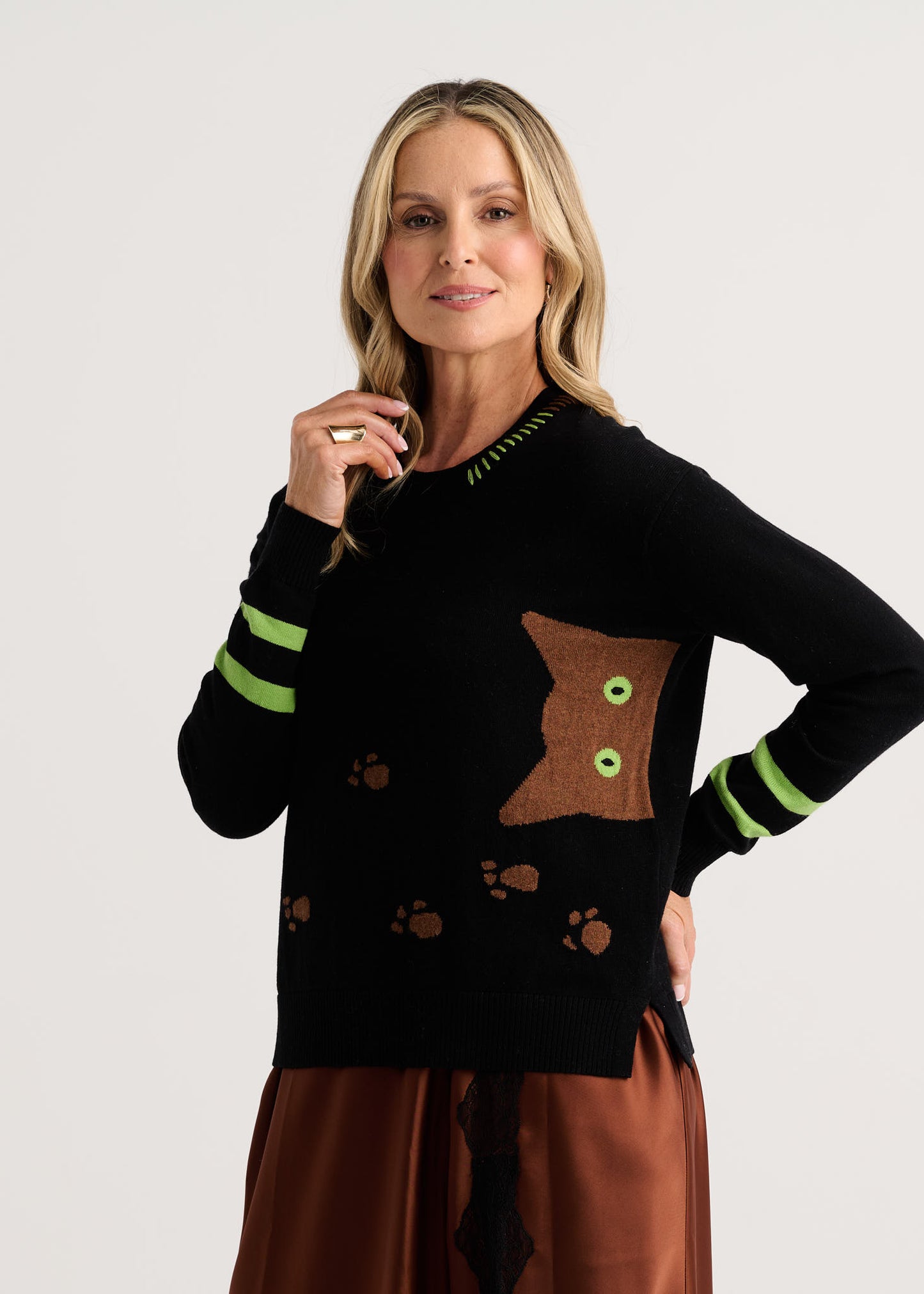 "Cheeky Cat" Pop-Over Sweater. Style ZKP8508U