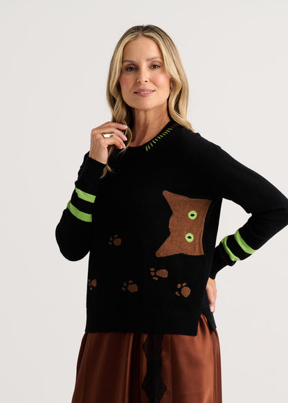 "Cheeky Cat" Pop-Over Sweater. Style ZKP8508U