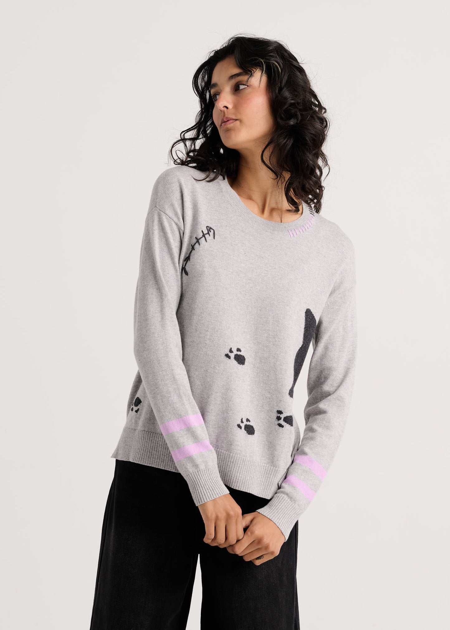 "Cheeky Cat" Pop-Over Sweater. Style ZKP8508U